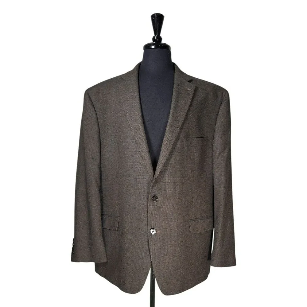 Ralph Lauren Mens Blazer 50R Brown Blue Check Stretch Sport Coat 2 Button Jacket